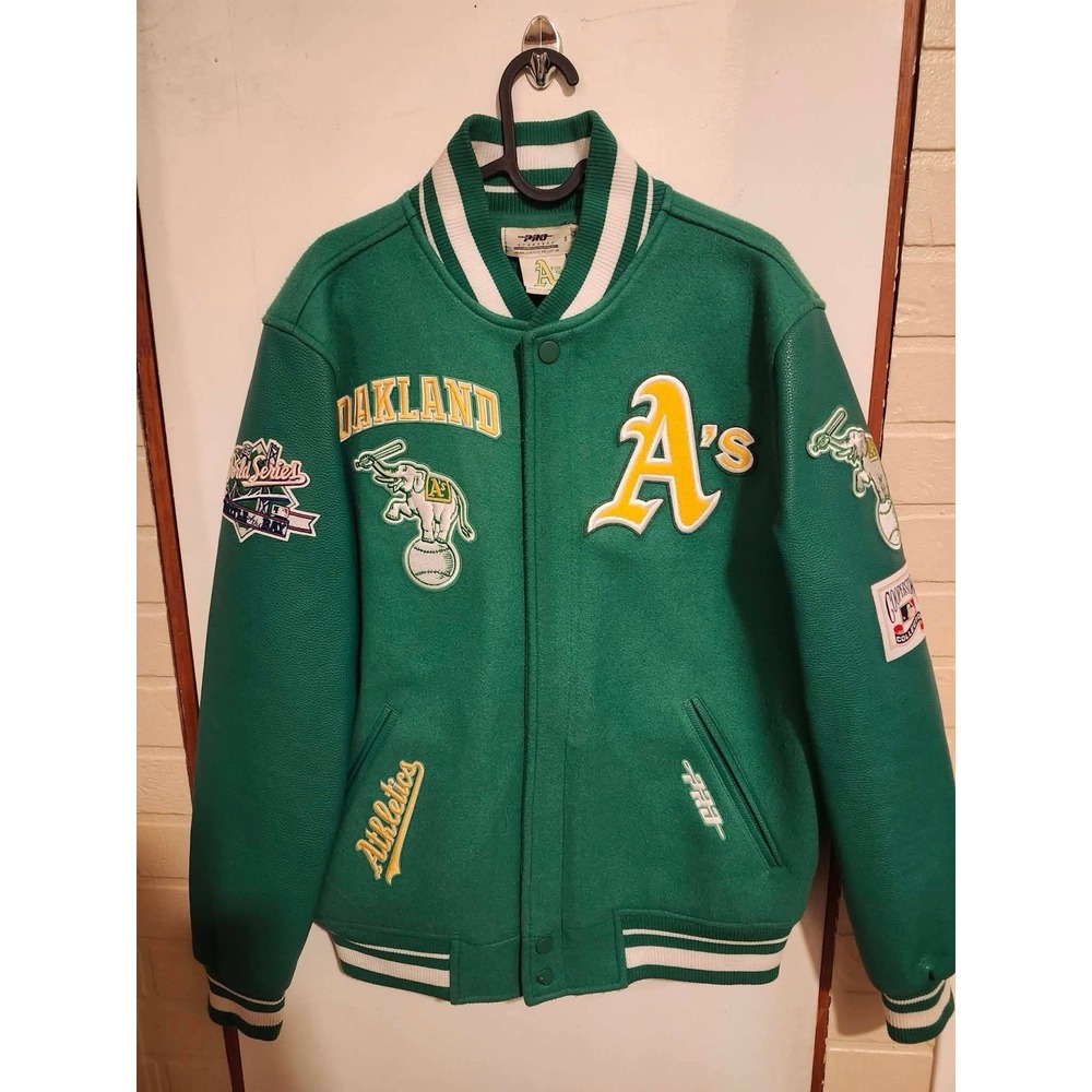 Pro Standard Oakland Athletics As Varsity Jacket Wool Leather Green White Men S